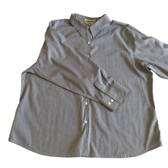 Eddie Bauer Wrinkle Resistant Black and White Gingham Dress Shirt - Picture 1 of 11